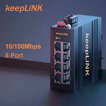 Load image into Gallery viewer, KeepLiNK Industrial 8-Port 10/100 Mbps Ethernet Switch Rugged Metal Housing IP40 DIN-Rail Mount Wide Temperature Range KP-9000-45-8TXm
