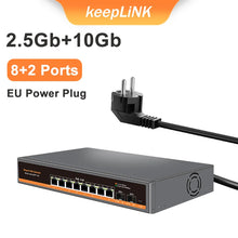 Load image into Gallery viewer, KeepLiNK 10-port Multi-gigabit unmanaged Ethernet switch with 8 x IEEE 802.3af/at PoE+ Ports and 2 x 10Gb SFP+ Uplink 10XHP-X2
