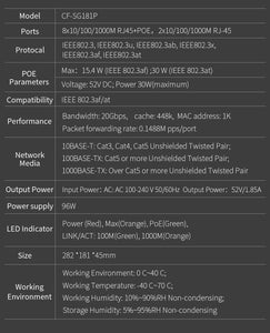 COMFAST 10-Port Gigabit POE Network Switch 48V Supply  Ethernet Switch ethernet 10*10/100/1000Mbps RJ45Port 1000M 802.11af/at SG181P