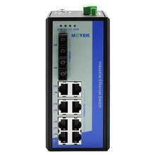 Load image into Gallery viewer, UOTEK UT-62208F-8T-2GSC-MNF Managed 8 100M Electrical port+2 1000M Gigabit optic fiber port DIN-Rail industrial Ethernet switch
