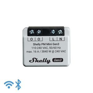 Shelly PM Mini Gen3 Power Meter, Wi-Fi-operated smart power meter, 1 Channel 16 A, Supports up to 16 A at 240 VAC, No hub required, Easy Control