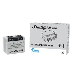 Shelly PM Mini Gen3 Power Meter, Wi-Fi-operated smart power meter, 1 Channel 16 A, Supports up to 16 A at 240 VAC, No hub required, Easy Control