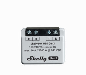 Shelly PM Mini Gen3 Power Meter, Wi-Fi-operated smart power meter, 1 Channel 16 A, Supports up to 16 A at 240 VAC, No hub required, Easy Control
