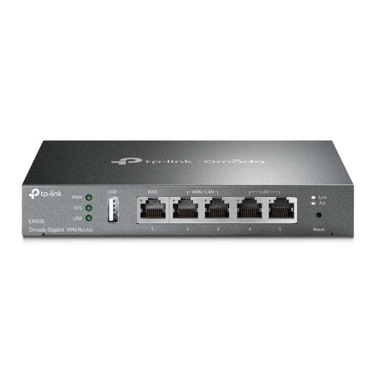 TP-Link ER605 Omada Gigabit VPN Router Centralized Management - with Gigabit Ports, 1 USB, 1 WAN, 2 WAN/LAN, Load Balance, IPSec/OpenVPN/PPTP