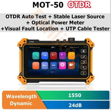 Load image into Gallery viewer, MOT-51 Mini OTDR Active Fiber Live Test 1550nm 1610nm 24/26/28dB Optical Reflectometer Touch Screen OPM OLS VFL Tester OTDR
