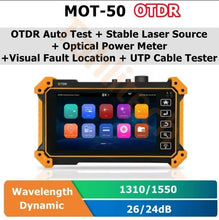 Load image into Gallery viewer, MOT-51 Mini OTDR Active Fiber Live Test 1550nm 1610nm 24/26/28dB Optical Reflectometer Touch Screen OPM OLS VFL Tester OTDR
