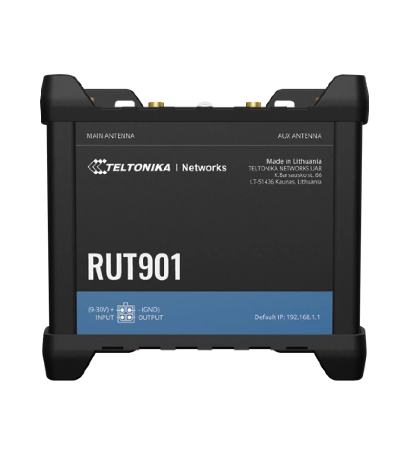 Teltonika RUT901 LTE Cat 4 Industrial Router, Dual-SIM, Wi-FI 4, 1 x WAN(100Mbps), 3 x LAN(100Mbps), MQTT, MODBUS, 1 x I/O IN, 1 x I/O OUT