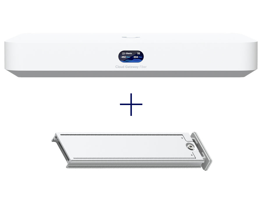 Ubiquiti 10G Multi-WAN UniFi Cloud Gateway Fiber with selectable NVR storage via SSD Tray up to 2TB includes M.2 SSD Tray | UCG-Fiber & UACC-SSD-Tray