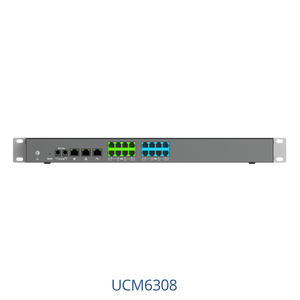 Grandstream GS-UCM6308 VoIP PBX, featuring 8x FXS and 8x FXO, with 450 Simultaneous Calls, 3000 SIP clients, LCD Display, OPUS Supported