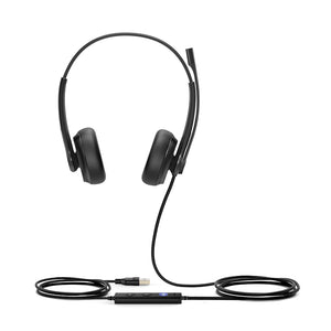 Yealink UH34 Dual Earpiece USB Headset with Leatherette Ear Cushions - Enjoy Comfort and Quality Audio for Professional Calls and Music Listening
