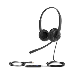 Yealink UH34 Dual Earpiece USB Headset with Leatherette Ear Cushions - Enjoy Comfort and Quality Audio for Professional Calls and Music Listening