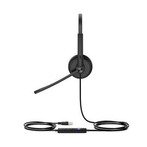 Yealink UH34 Dual Earpiece USB Headset with Leatherette Ear Cushions - Enjoy Comfort and Quality Audio for Professional Calls and Music Listening