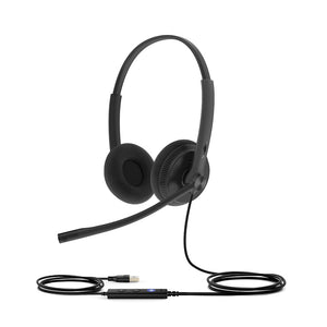 Yealink UH34 Lite Dual Earpiece USB Headset with Foam Ear Cushions - Professional Quality Audio for Business Calls and Music Listening