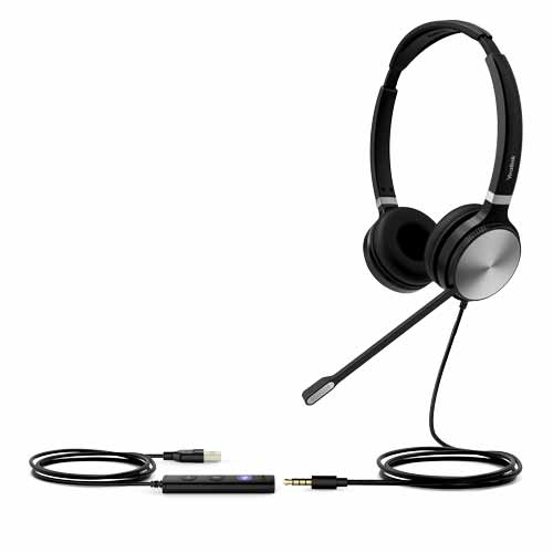 Yealink UH36 Dual Headset with USB & 3.5mm, USB 2.0 and 3.5mm headset jackIn-line call / volume controls, Dual-earpiece, Soft leatherette ear cushions