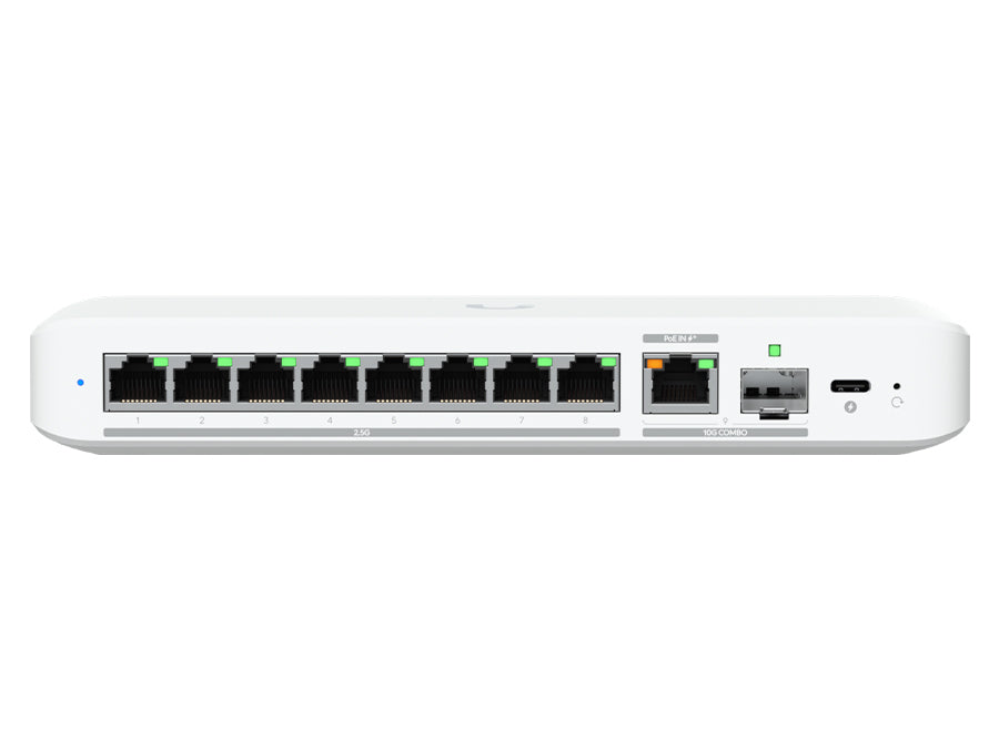Ubiquiti UniFi Flex 2.5G 8 Port 2.5G with 10G Combo Uplink, 8 Port 2.5Gbps switch PoE or USB-C adapter, 10Gbps Ethe or 10Gbps SFP+ | USW-Flex-2.5G-8