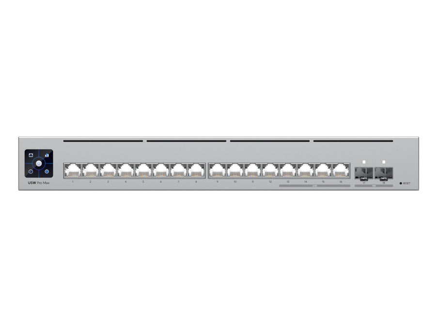 Ubiquiti UniFi Pro Max Switch 16 with 12 Gigabit 4x 2.5Gbps 2SFP+ fully managed, Layer 3, Etherlighting switch, 10Gbps fibre uplinks | USW-Pro-Max-16