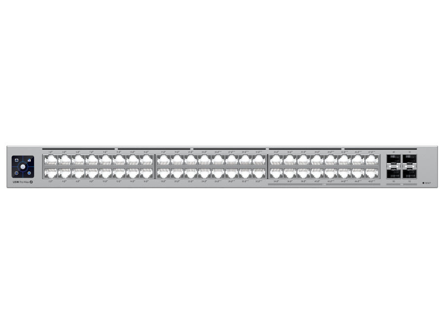 Ubiquiti UniFi Pro Max Switch 48 with 32PoE 16x 2.5Gbps PoE++ 720W PoE, 32 Gig PoE, 16x 2.5Gbps PoE (8x PoE+ & 8x PoE++), 4x SFP+ | USW-Pro-Max-48-PoE