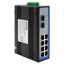 Load image into Gallery viewer, UOTEK 8G+2XG 10 Ports Unmanaged POE Industrial Ethernet Switch 10/100/1000M DIN-rail Switch IP40 Protection UT-60208G-8GT-2XGP-POE
