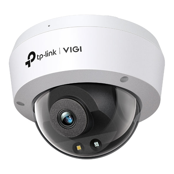 TP-Link VIGI 4MP Full-Color Dome Network Camera, IR/White Light, PoE/12V DC, 2.8 mm Fixed Lens, Built-In Microphone, micro-SD Slot, IK10, IP67