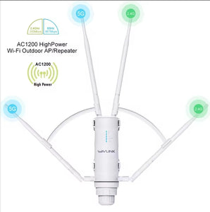 WavLink AC1200 Dual Dand 2.4G&5Ghz High Power IP67 Weatherproof Long Range Outdoor WiFi Extender/AP/Mesh Wireless Router