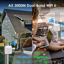 Load image into Gallery viewer, WavLink WiFi6 Indoor/Outdoor Dual Band 2.4G+5G AX1800/AX3000 Long Range IP67 WiFi Mesh Extender 4x8dBi High-gain Antennas
