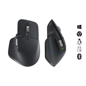 LOGI MX Master 3S Wireless Performance Mouse - Graphite - RF Wireless + Bluetooth, 910-006559