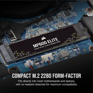 Corsair MP600 ELITE 1TB Gen4 PCIe x4 NVMe M.2 SSD (no heatsink), Component for PC, PCI Express 4.0, 3D TLC