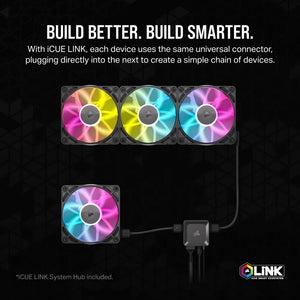 CORSAIR RX RGB Series; iCUE LINK RX120 RGB; 120mm Fan; Triple Pack, Noise level (high speed): 36 dB, Maximum airflow: 73.5 cfm, Product colour: Black