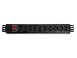 Power Distribution Unit, 1U, 10 way, 3 Pin SA plug, 240v/50hz, 16 Amp Thermal Overload Switch, Side Mounted