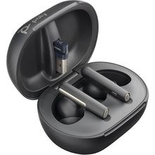 Load image into Gallery viewer, Poly Voyager Free 60+ UC M Carbon Black Earbuds with Touchscreen Charge Case, in-ear with adaptive hybrid ANC technology, noise-canceling 7Y8G9AA
