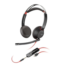 Load image into Gallery viewer, Poly Blackwire 5220 Stereo 3.5mm Headset with USB Type-C to USB Type-A adapter with Carrying case 8X231AA
