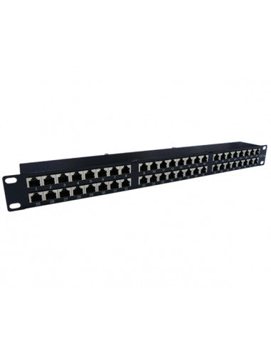 Acconet 48 Port RJ45 Patch Panel, 2U, Black, Compatible with CAT5 and ...