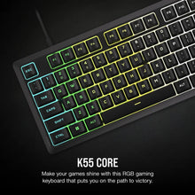 Load image into Gallery viewer, CORSAIR K55 Core Gaming Keyboard; Backlit Zoned RGB LED; Rubberdome
