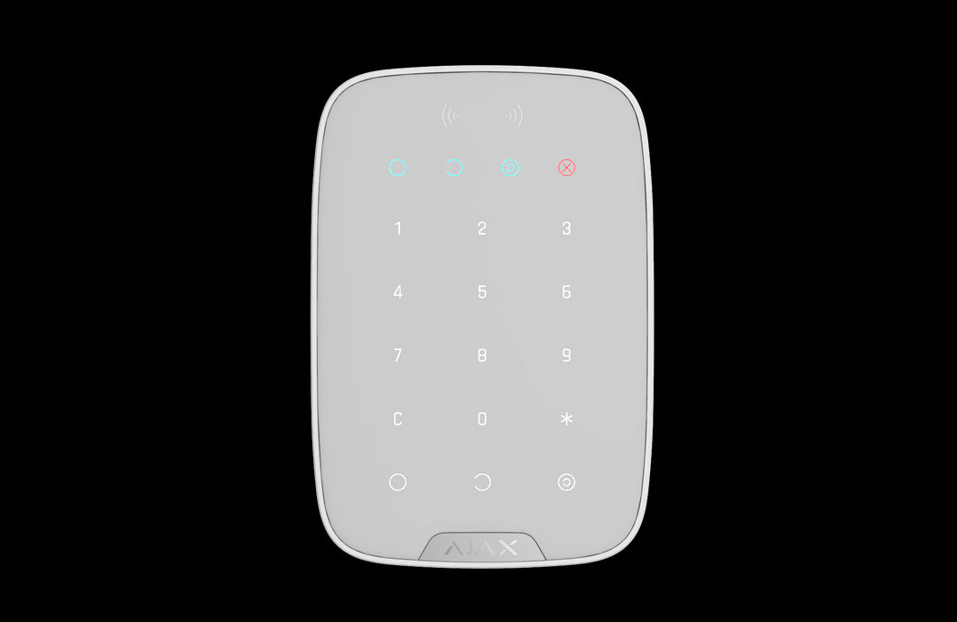 AJAX Security Keypad Plus Jeweller, Wireless White Indoor Keypad, 4.5 year battery life, Remote controlled, Panic button, Contactless | AJAX-KP-PLUS-W