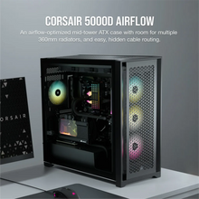 Load image into Gallery viewer, Corsair 5000D Airflow Tempered Glass Mid-Tower PC CASE; Black - 4x3.5&#39;&#39;; 2x2.5&#39;&#39;; Up to 360mm Liquid Coolers - ATX Chassis
