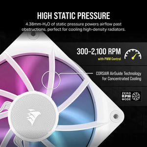 CORSAIR RX RGB Series; iCUE LINK RX120 RGB, 120mm Fan; Single Pack, Noise level (high speed): 36 dB, Maximum airflow: 73.5 cfm, Product colour: White