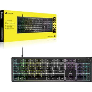 CORSAIR K55 Core Gaming Keyboard; Backlit Zoned RGB LED; Rubberdome