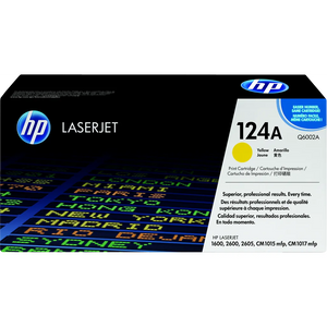 HP 124A Yellow Original LaserJet Toner Cartridge, Colour toner page yield: 2000 pages, Printing colours: Yellow, Quantity per pack: 1 pc(s)