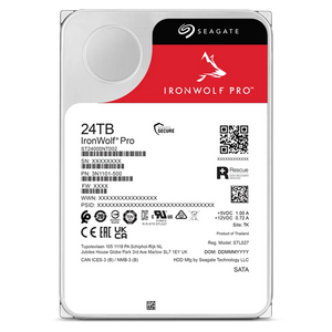 Seagate Ironwolf Pro ST24000NT002 24TB 3.5'' HDD NAS Drives 7200 RPM; SATA 6GB/s Interface; 256MB Cache;550TB/Year; Unlimited Bays