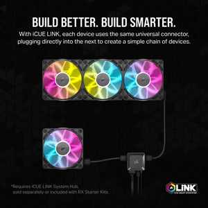 CORSAIR RX RGB Series; iCUE LINK RX120 RGB, 120mm Fan; Single Pack, Noise level (high speed): 36 dB, Maximum airflow: 73.5 cfm, Product colour: White