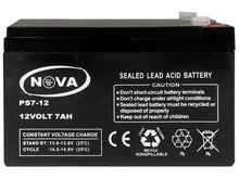 Load image into Gallery viewer, NOVA Sealed Lead Acid Battery 12V7Ah, Backup Power in case of loss of Power, with 7Ah Amperage per Hour, 12 Volts, Tab Connector, 153 x 66 x 94mm, 2kg
