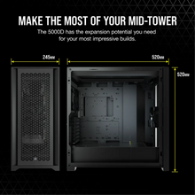 Load image into Gallery viewer, Corsair 5000D Airflow Tempered Glass Mid-Tower PC CASE; Black - 4x3.5&#39;&#39;; 2x2.5&#39;&#39;; Up to 360mm Liquid Coolers - ATX Chassis
