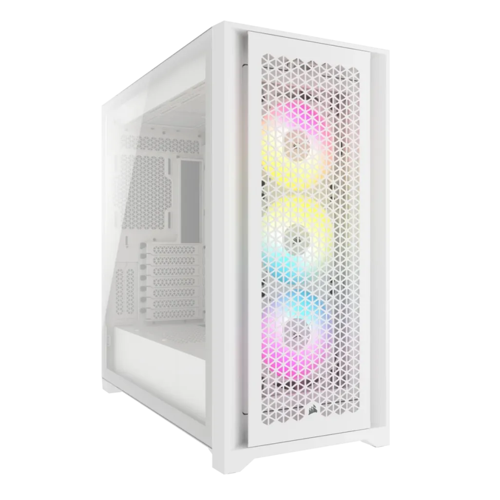 Corsair iCUE 5000D RGB Airflow Tempered Glass Mid-Tower PC CASE; White, Width: 245 mm, Depth: 520 mm, Height: 520 mm