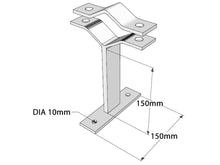 Load image into Gallery viewer, T-Stand off Bracket 150mm, made from galvanized steel which prevents rusting, Clamps included, Dimensions: 205 x 160 x 150mm, 1.50kg, Antenna Mounts
