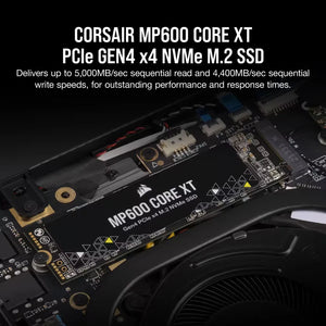 Corsair MP600 CORE XT 2TB NVMe PCIe M.2 SSD, Read speed 5000 MB/s, Write speed 4400 MB/s, Component for PC/Laptop