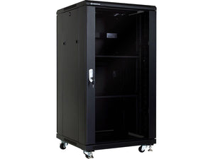 Linkbasic 22U 600mm Deep Server Cabinet, 2x Fans & 2x Shelves (included), Cold Rolled Steel & Powder Coated, Free Standing, 1166 x 600 x 600mm (H×W×D)