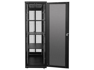 Linkbasic 42U 1M Deep Cabinet, 4 Fans 3 Shelves & Perforated Steel Doors, Cold Rolled Steel and Powder Coated, Free Standing, 2000×600×1000mm (H×W×D) - Let's Fibre Technologies 