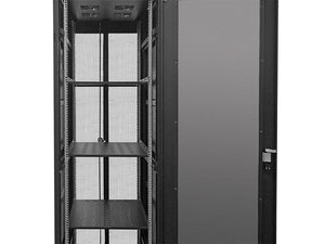 Linkbasic 42U 1M Deep Cabinet, 4 Fans 3 Shelves & Perforated Steel Doors, Cold Rolled Steel and Powder Coated, Free Standing, 2000×600×1000mm (H×W×D) - Let's Fibre Technologies 