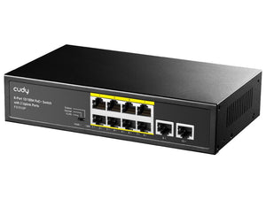 Cudy 10 Port with 8 Port PoE 115W Switch, Ethernet Ports: 10x 10/100, 802.3af/at PoE on Ports 1~8, Power Input: 1x IEC Power Cord (included) | FS1010P