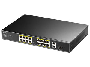 Cudy 18 Port with 16 PoE 190W 2 Gigabit 1SFP Combo Switch, Fast Ethernet switch with 16x 802.3af/at PoE ports, 2x Gbit, 1xSFP Uplink ports | FS1018PS1